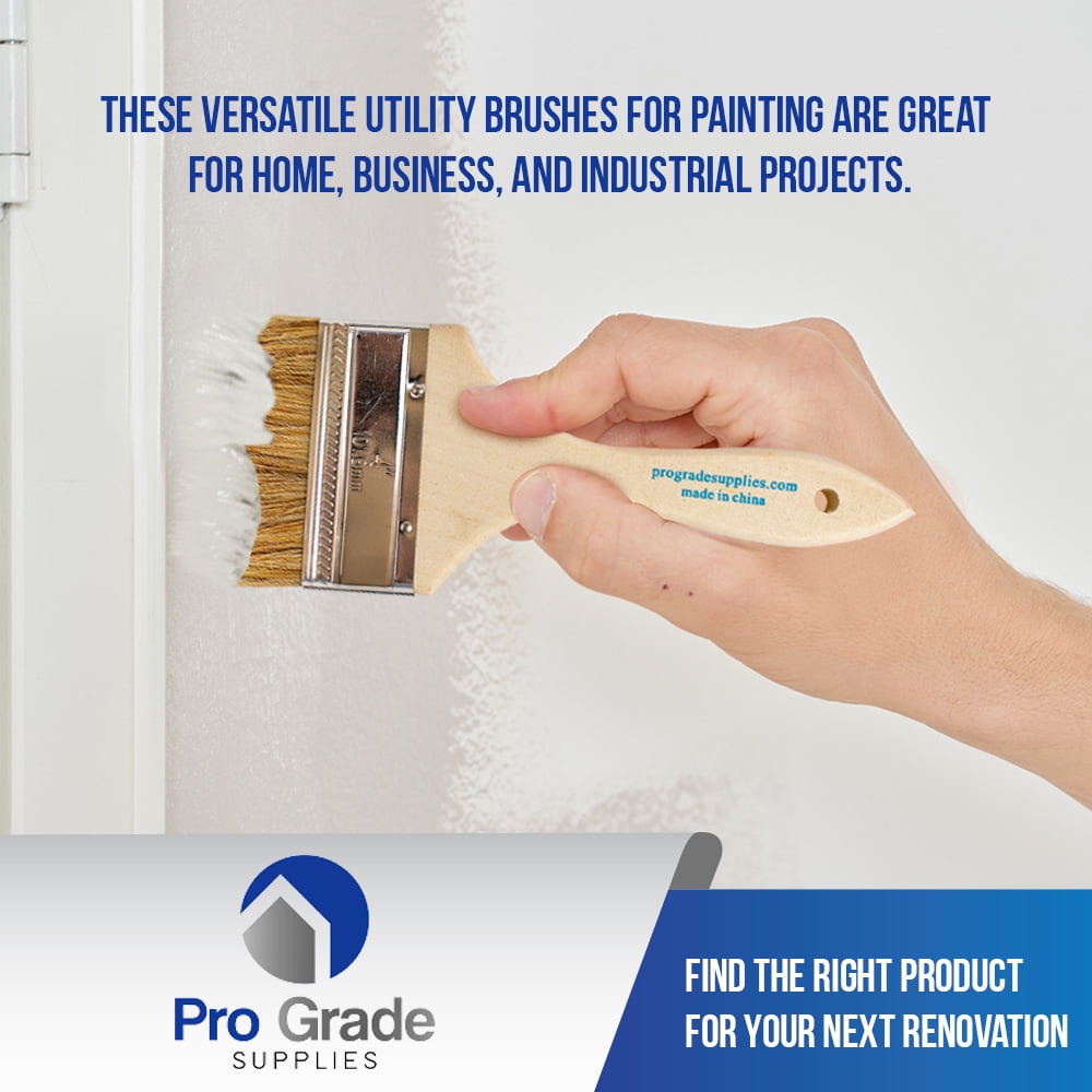 Pro Grade Chip Brush, 4 inch Professional Paint Brushes, 24 Pack, Natural China Bristle Paintbrush Set