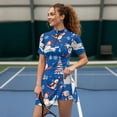 thumbnail image 3 of Chririnla Christmas Snowman Tree Women's Golf Tennis Dresses Short Sleeve Zipper Workout Athletic Dress with Shorts and Pocket for Women Sun Protection A Line Slim Sundress Golf Outfit, 3 of 7