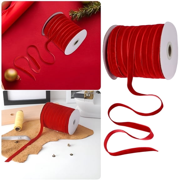 FURMORA 50 Yards Velvet Ribbon 1/2Inch Wide Single Face Velvet Ribbon Roll with Spool for Gift Wrapping Decoration Party Wedding Arts Crafts (Red)