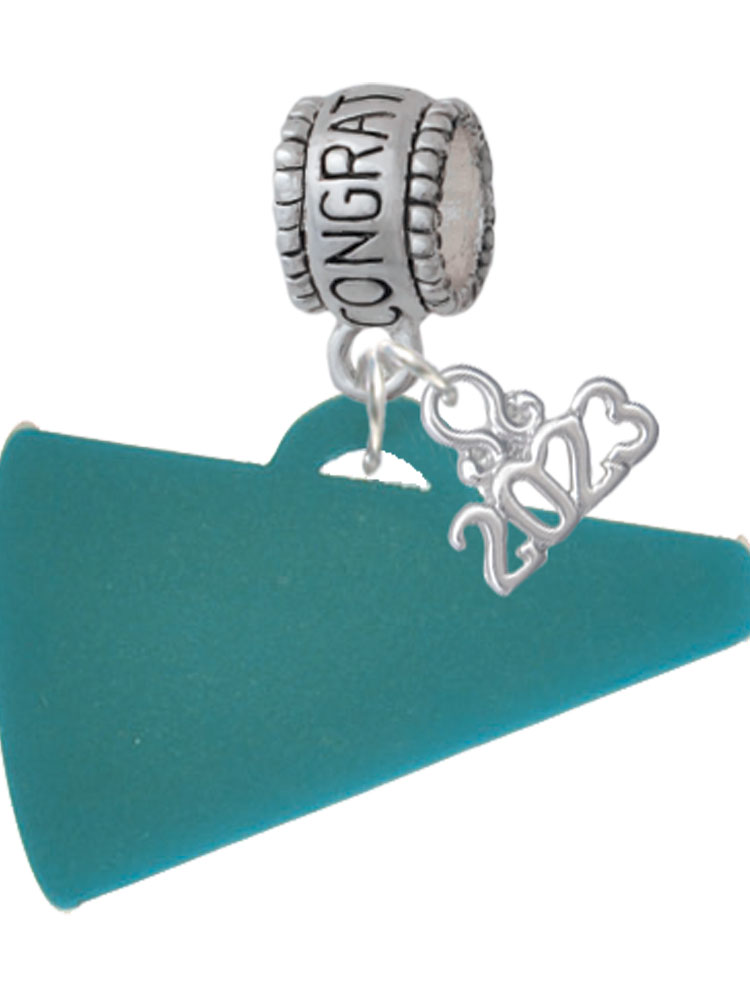 Delight Jewelry Acrylic 1.25" Teal Megaphone Congratulations Charm Bead