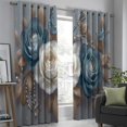 thumbnail image 2 of Blue-Gray Blackout Curtains 3D Luxury Rose Curtains For Living Room Thermal Insulated Privacy Drapes For Bedroom, Elegant Plants Butterflies Print Window Treatment-52"W x 84"L (Pack of 2), 2 of 6