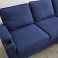 thumbnail image 2 of Aukfa 78" Sectional Sofa with USB Port, Storage Ottoman, Armrest with Hidden Storage, Linen, Blue, 2 of 10