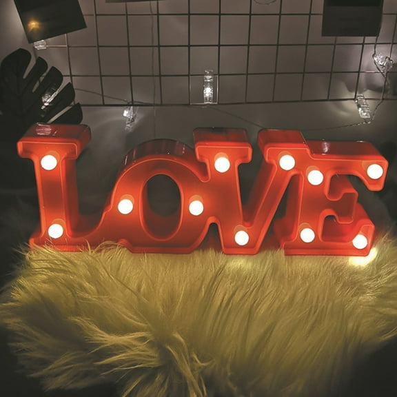 Toyvian LED Love Letter Sign Red Marquee Lights Romantic Table Centerpiece Decor