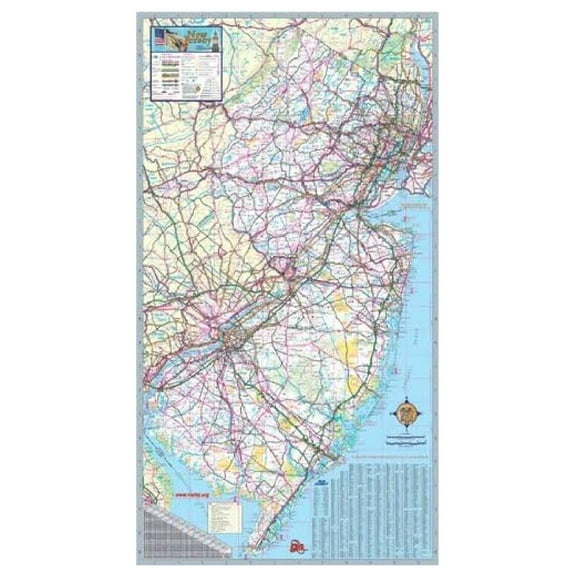 36x64 New Jersey State Official Executive Laminated Wall Map