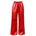 thumbnail image 7 of yeiolnoer Satin Pants for Women Loose Fit Wide Leg Trousers Lightweight Drawstring High Waisted Pants Trendy Clothes, 7 of 7