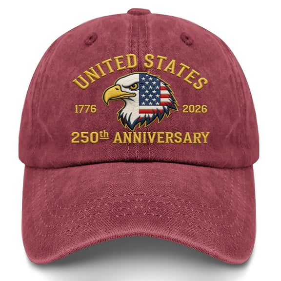 USA 250th Anniversary Baseball Cap, Classic Bald Eagle Pattern Embroidery Cap for Mens and Womens, US 250 Years of Freedom Anniversary Hat, Gift for History Enthusiasts, Patriots, Friends, Families