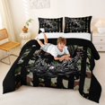 thumbnail image 3 of Feelyou Rustic Camo Fishing Bass Full Size Comforter Sets for Men Boys, Camouflage USA Flag Bedding Sets, Green Black, Black Reversible, 3pcs, 3 of 6