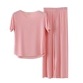 thumbnail image 5 of Hrsba 2 Piece Pajama Set for Women,Basic Top With Elastic Waist Pants Soft Daily Loungewear Sleepwear, 5 of 5