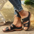 thumbnail image 3 of Orthopedic Sandals for Women with Arch Support Casual Summer Slip on Platform Slides Lightweight Cushioned Low Wedge Walking Shoes Black Size 8.5, 3 of 7