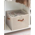 thumbnail image 3 of Shoe Organizer for Closet, Fits up to 16 Pairs, Adjustable Dividers, Fabric Shoe Bins with Clear Cover,Mixing of Brown & Beige, 3 of 9