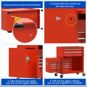 Odaof 8 Drawer Mechanic Tool Chest with Wheels Heavy Duty Rolling Tool Box Cabinet with Riser Sliding Drawers Keyed Locking System Top Detachable Toolbox Organizer for Workshop Red