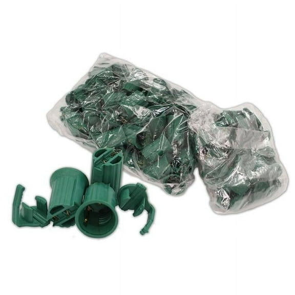 Queens of Christmas P-RSOC-E17G-100PK Replaceable E17 C9 Christmas Light Sockets, Green - Pack of 100