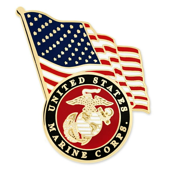 PinMart's Officially Licensed U.S.M.C. Emblem & USA Flag Pin