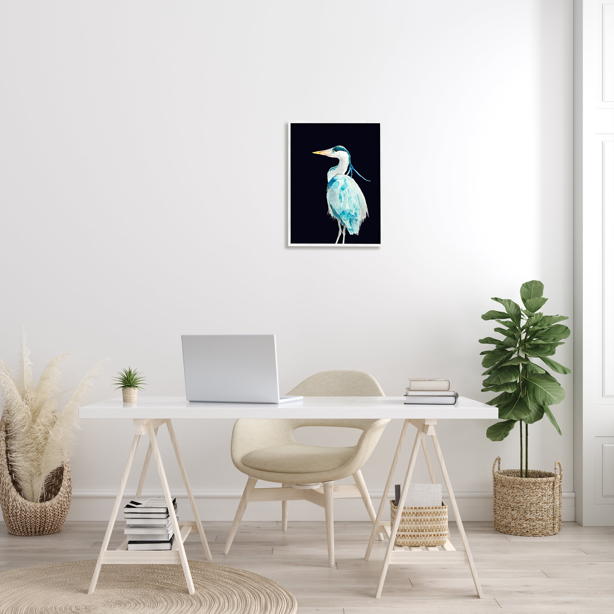 Stupell Industries Great Blue Heron Strong Tall Bird over Black, 16 x 20, Designed by Patti Mann