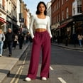 thumbnail image 6 of Guluxicc Women's Linen Pants with Pockets Elastic Waist Drawstring Wide Leg Trousers Summer Casual Outfits for Everyday Wear, 6 of 8