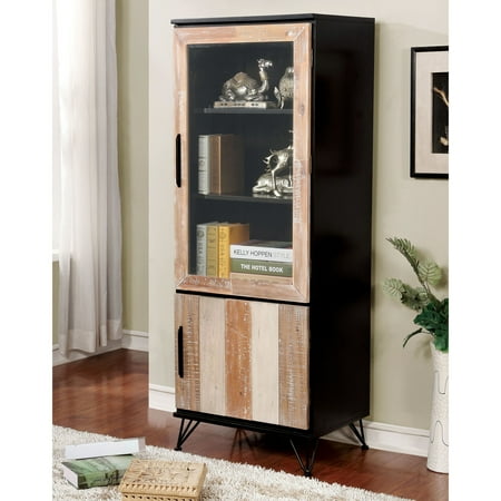 City Chic Pier Cabinet - Furniture of America Freddie Contemporary Sawblade Style 2-door Pier Cabinet by FOA Espresso Espresso Finish, Wood Finish