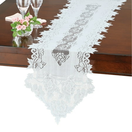 Elegant White Floral Lace Table Linen Toppers - Vintage Look Perfect for Showers, Tea Parties,