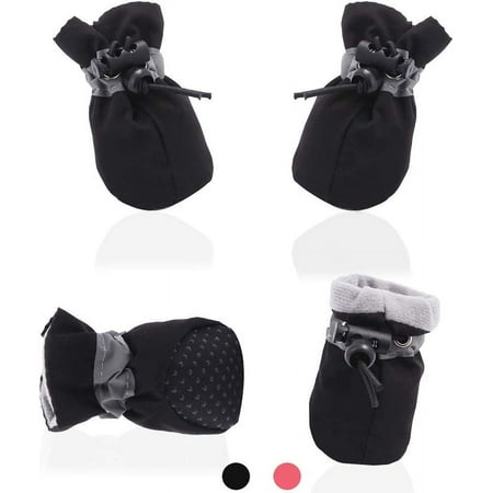 Dog Cat Boots Soft Shoes Anti-Slip Booties  with Adjustable Strap and Reflective Strip  Premium Paw Protector Only Fit for Small Dog (4Pcs)(Black  2)
