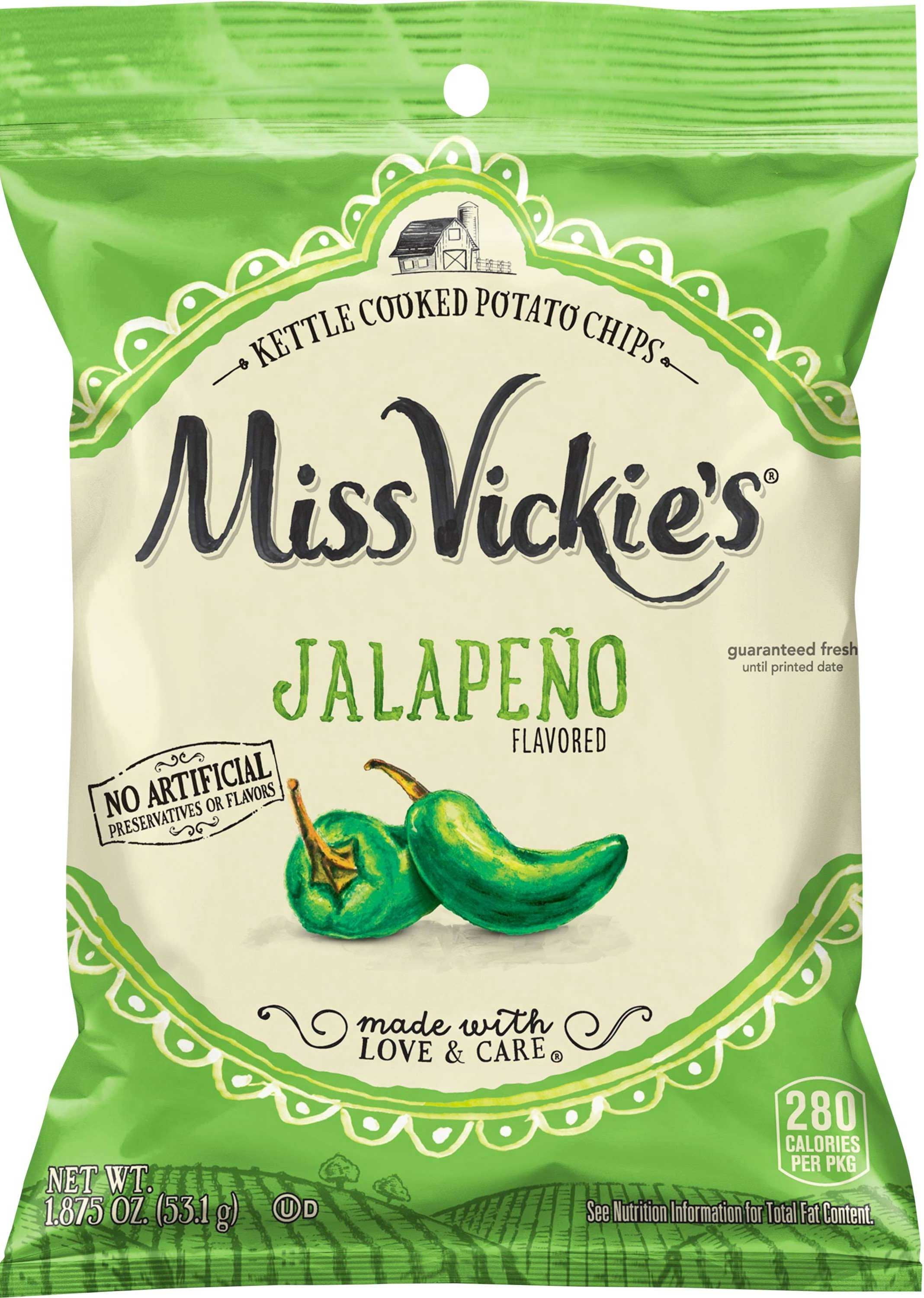 Miss Vickies Jalapeno Kettle Cooked Potato Chips, 1.875 Ounce 24 per