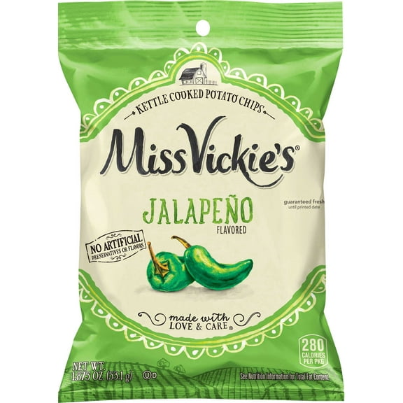 Miss Vickie's 00028400363310 Miss Vickie's Jalapeno Kettle Cooked Potato Chips 1.875oz 24Ct Xvl Peg(Price/Case)