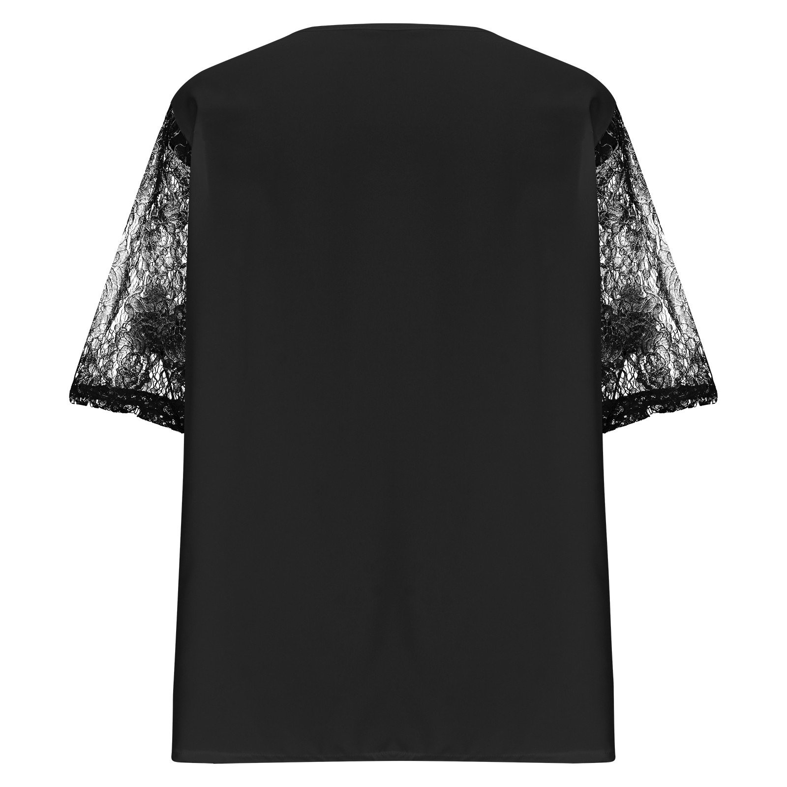 Pntutb Women's Clearance,Women's Causal Round Neck Solid Blouse Lace Short Sleevet-Shirt Summer Plus Size Tops Rollback Clothes