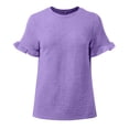 thumbnail image 4 of Ladies Round Neck Ruffled Short Sleeve T Shirt Top Womens T Shirts Long Sleeve Neck Tops for Women Plain Shirt Casual T Shirts Women Women Active Wear Tops Shirts Comfy Women Womens Casual Summer Tops, 4 of 4