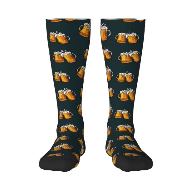 Fotbe Beer Calcetas Divertidas Estampadas para Hombre y Mujer, Calcetas de Algodón hasta la Rodilla para Caminar, Correr, Enfermería y Embarazo