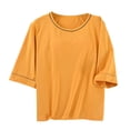 thumbnail image 2 of Hrsba Casual Tops for Women, Summer Tops, Solid Color Crew Neck Short Sleeve Casual Blouse with Built in Bra Pad Daily Wear Top, 2 of 5