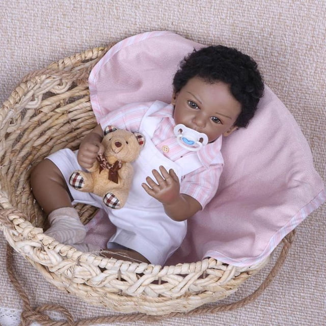 Muñeca afroamericana Reborn de silicona 20 pulgadas Perfecl Muñeca recién nacida con ropa