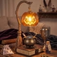thumbnail image 3 of Halloween Candle Warmer Lamp Witch Broom Design Resin Tabletop Decor Interchangeable Lampshade For Halloween Party Mantel Desk Seasonal Holiday Decoration,A, 3 of 7