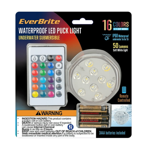 EverBrite 50-Lumen LED Color Changing Waterproof Puck Light with