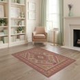 thumbnail image 2 of ODIKA 4'x6' Dusty Rose Pink Orange Geometric Diamond Washable Area Rug Intricate Stepped Medallion Design With Layered Motifs And Elaborate Multi Pet Friendly, Non-Shedding for Bedroom, Reading Nook, 2 of 7