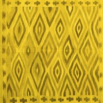Ahgly Company Machine Washable Indoor Square Southwestern Yellow Country Area Rugs, 7' Square