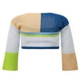 thumbnail image 5 of Women Crochet Knit Crop Tops Long Sleeve Color Block Fit T-Shirts, 5 of 5