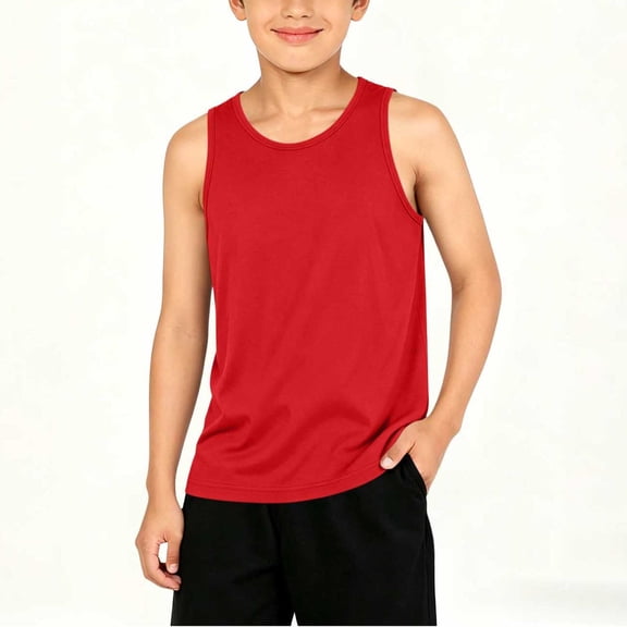 Freshbabe Kids Solid Athletic Mesh Tank Tops, Quick Dry Breathable Tops for Boys Girls, Sports Shirts for Summer Activities,,Size 1-11
