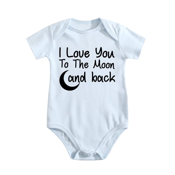 I Love You To The Moon And Back Baby Bodysuit Funny Cute Newborn Outfit for Boys Girls Baby Blue-style-1 9-12M