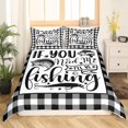 thumbnail image 2 of Pike Fish Bedding Cover, Hunting Fishing Duvet Cover Teens Adult, Black White Geometric Plaid Grid Bedding Set Ocean Animal Sealife Quilt Cover With Zipper Corner Ties, Twin, 2 of 5