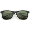 thumbnail image 2 of zeroUV Unisex Super Flat Slim Metal Temples Square Flat Lens Horn Rimmed Sunglasses 51mm (Black-Gold / Green) - 51mm, 2 of 5