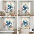 thumbnail image 5 of Coastal Nautical Octopus Semi Sheer Curtains Drapes for Living Room,Bedroom,French Doors Window 72 Inches Long,Oceans Corals Jellyfish Starfish Rod Pocket Chiffon Curtain Voile Drapery Panel, 5 of 8