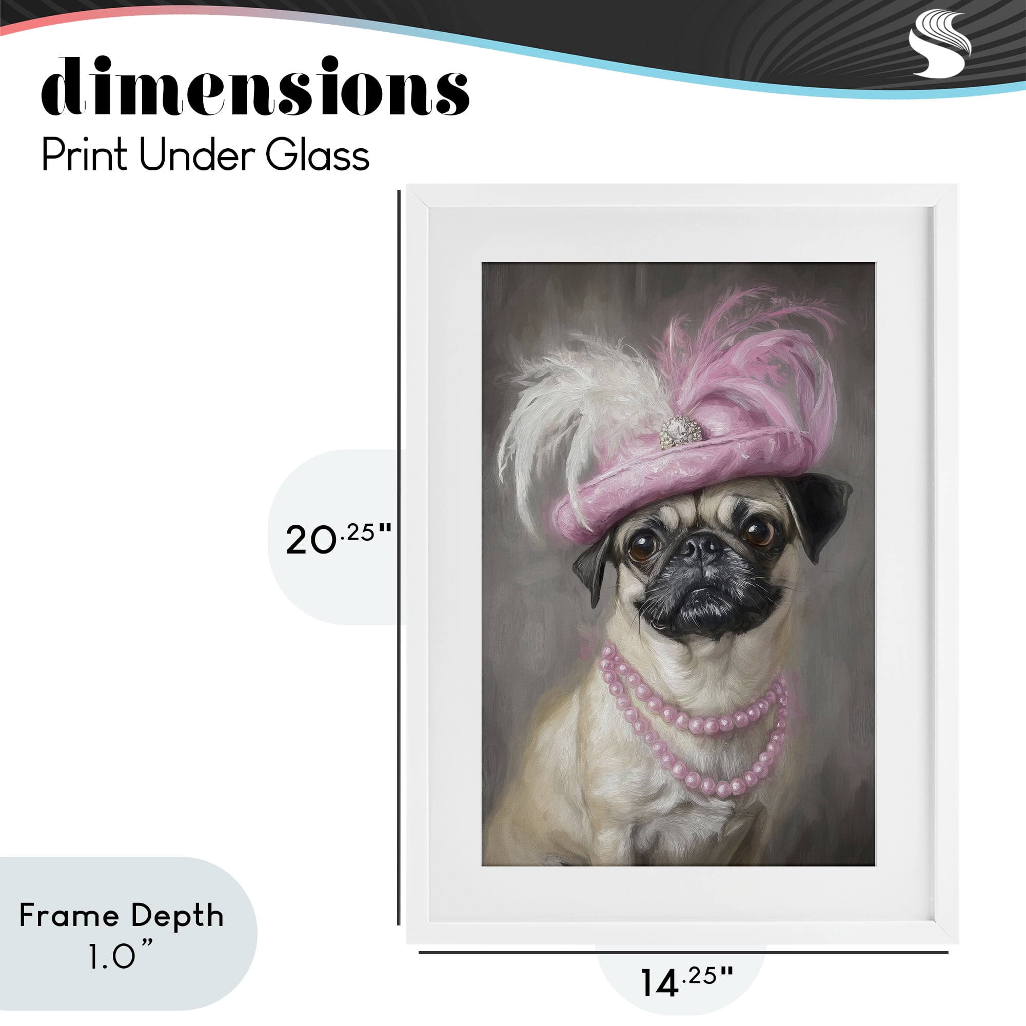 Stupell Industries Lady Pug Portrait White Framed Print Under Glass, design by Tina LeCour
