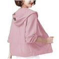 thumbnail image 2 of Wowcloth Women's Solid Color Sun Protection Jacket with Zippered Pockets & Raglan Sleeve - Long Sleeve Hooded Casual & Fashionable Outerwear for Daily Wear, 2 of 3