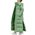 thumbnail image 2 of YMNXA Womens Down Hooded Coat With Pocket Long Sleeve Solid Color Zipper Knee Length Fashionable Slim Fit Thickened Jacket For Daily Wear Green Xl, 2 of 3