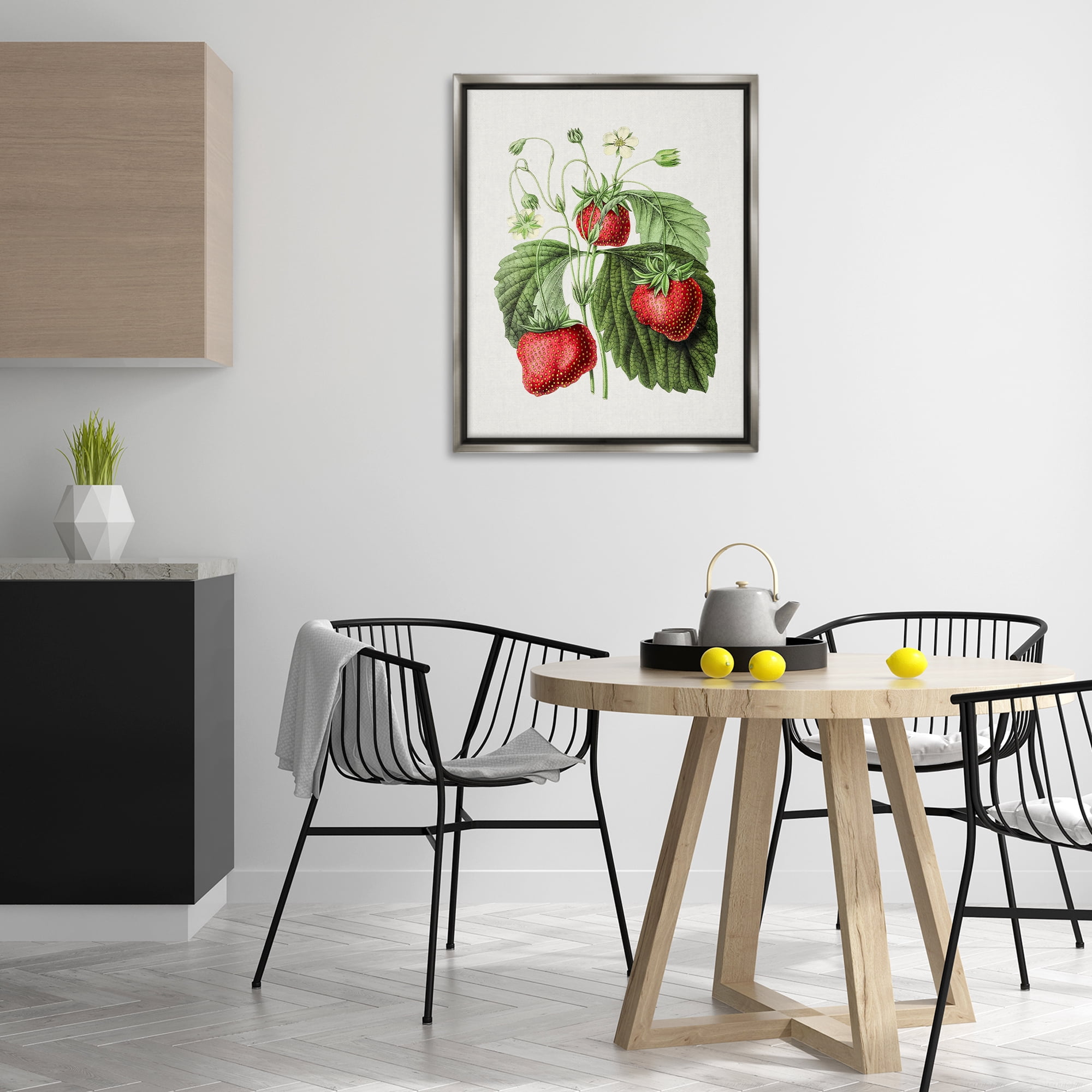 Stupell Industries Vintage Strawberries Study Food & Beverage Painting Gray Floater Framed Art Print Wall Art, 25 x 31