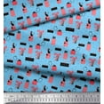 thumbnail image 2 of Soimoi Blue Georgette Viscose Fabric Dot & Gift Box Party Print Fabric by the Yard 42 Inch Wide, 2 of 3