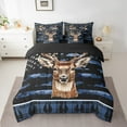 thumbnail image 2 of Camo Deer King Bedding Set 7 Piece Hunting American Flag Comforter Set Blue Camouflage Buffalo Plaid Bed In A Bag Men,Rustic Woodland Wildlife Bed Set Animal Room Decor, 2 of 5