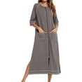 thumbnail image 5 of HLSOHJP Women's Long House Coat Full Zipper Robes Housecoat with Pockets Bath Robes Lightweight, 5 of 5