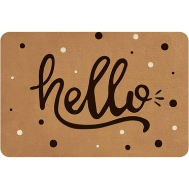 23.6"x15.7" Entrance Door Mat Anti Slip Durable & Waterproof Linen and Rubber Ground Mat for Front Door Inside Dirt Trapper Mats Shoes Scraper with Camping Word
