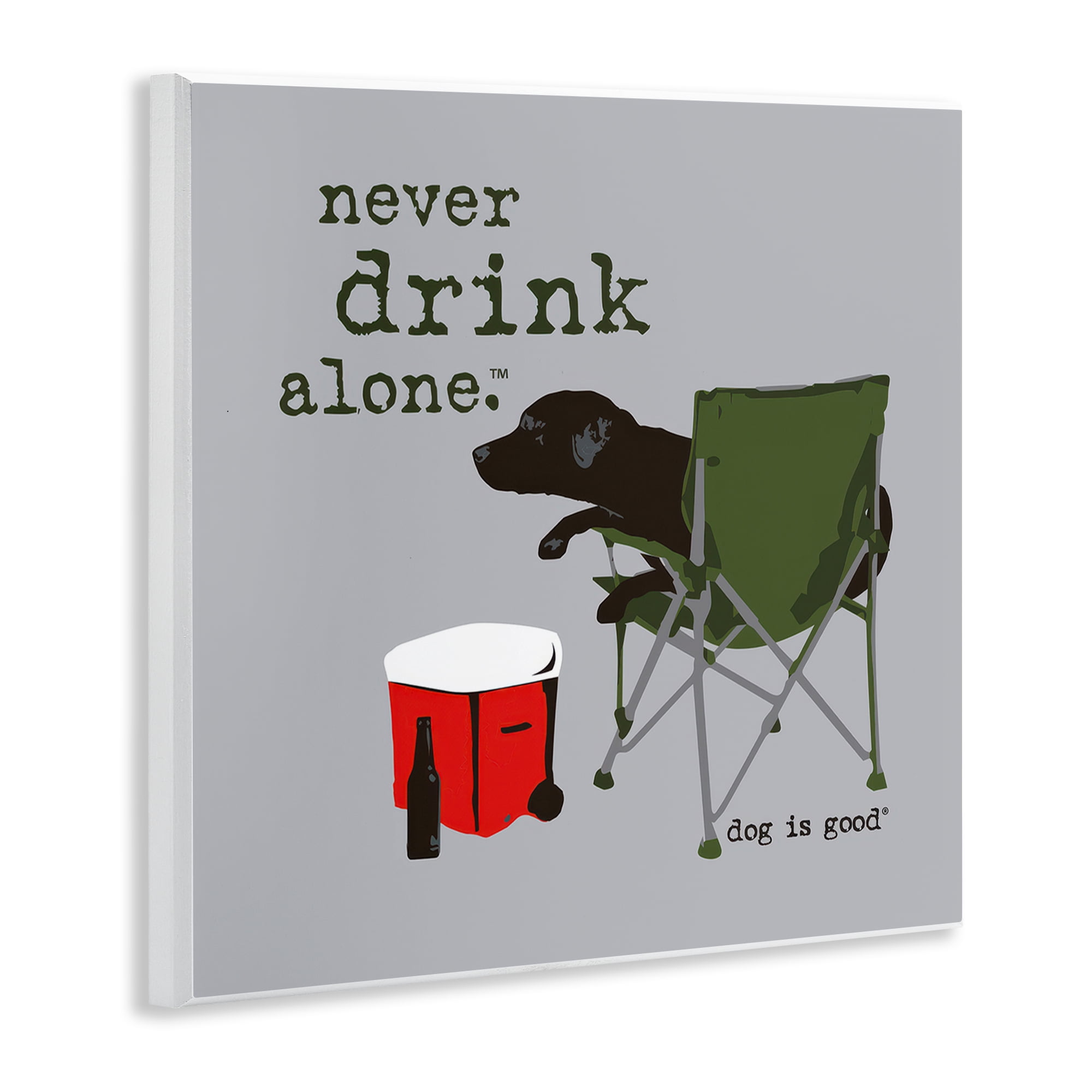 Stupell Industries Never Drink Alone Dog Animals Painting Unframed Art Print Wall Art, 12 x 12
