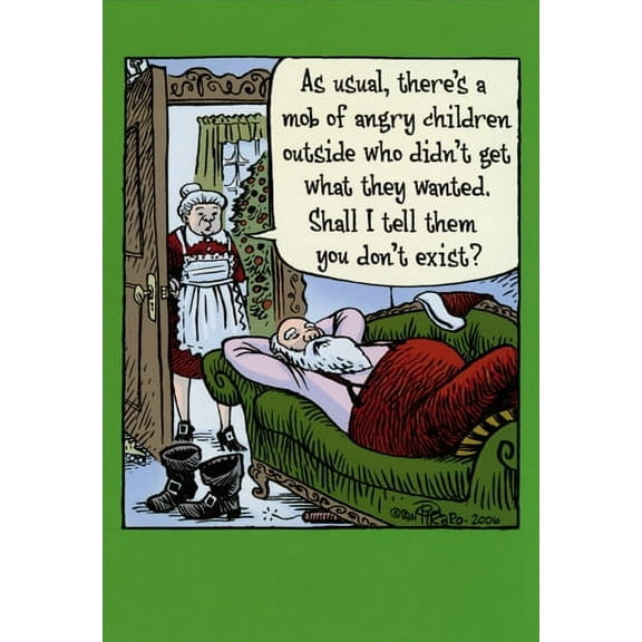 Nobleworks Santa Mob of Angry Children Funny Bizarro Christmas Card (1 card/1 envelope)