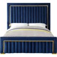 thumbnail image 3 of Maklaine Contemporary Solid Wood and Velvet King Bed in Navy, 3 of 6